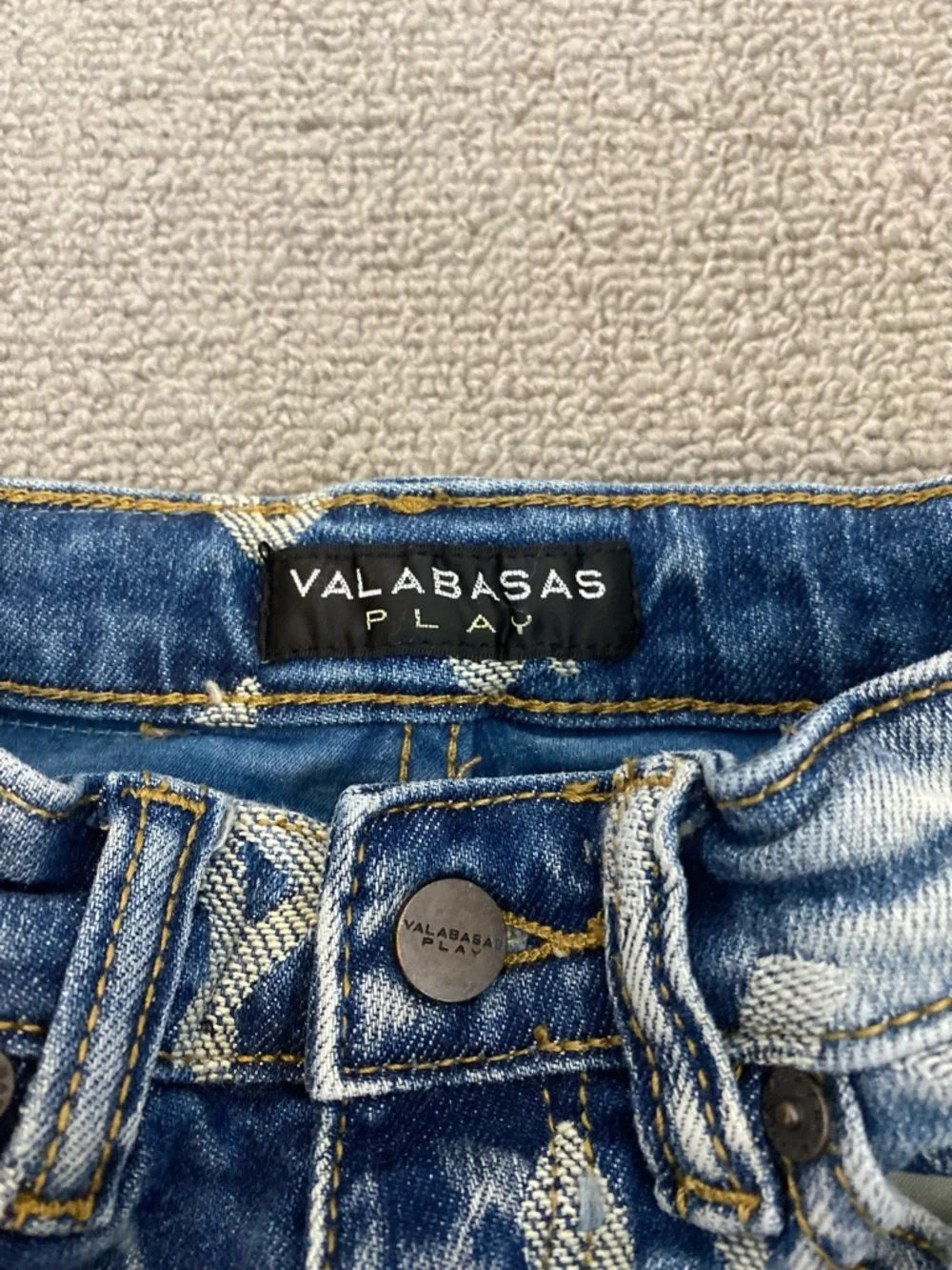 Valabasas Play Designer Luxury Boys' Distressed Blue Denim Jeans- Streetwear